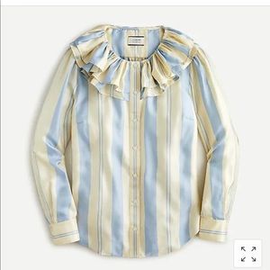 J Crew Ruffle Collar Silk Blouse